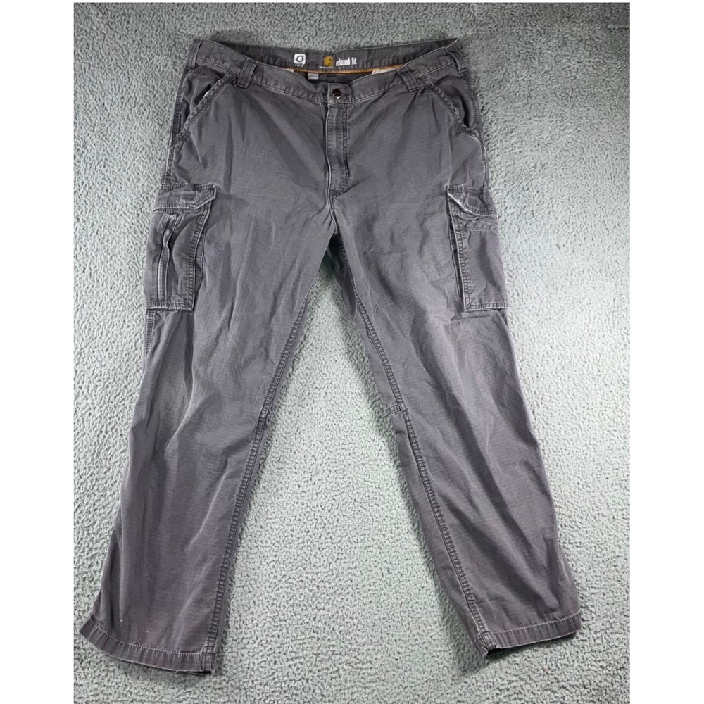Carhartt Cargo Pants Men 42x32 Gray Relaxed Ripstop Work Grunge Fit 42x30.5